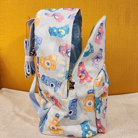 Cakeworthy Care Bears Airline Travel Causal Silky Polyester Blue Backpack NEW main image 11